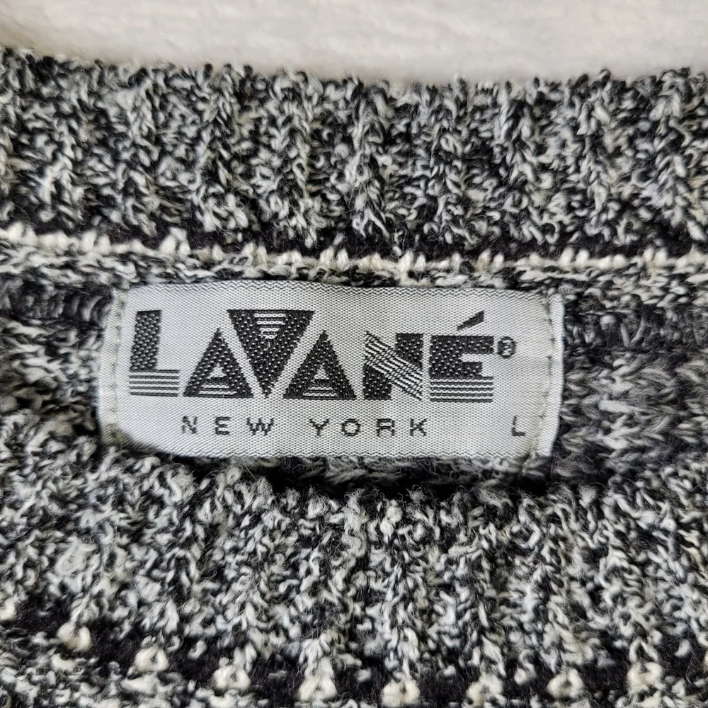 Lavane Sweater Mens Large Gray Vintage 90s 3D Knit Style Crewneck Cosby Dad